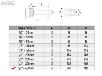 Kieszeń termometra 1/2" długa - 400mm
